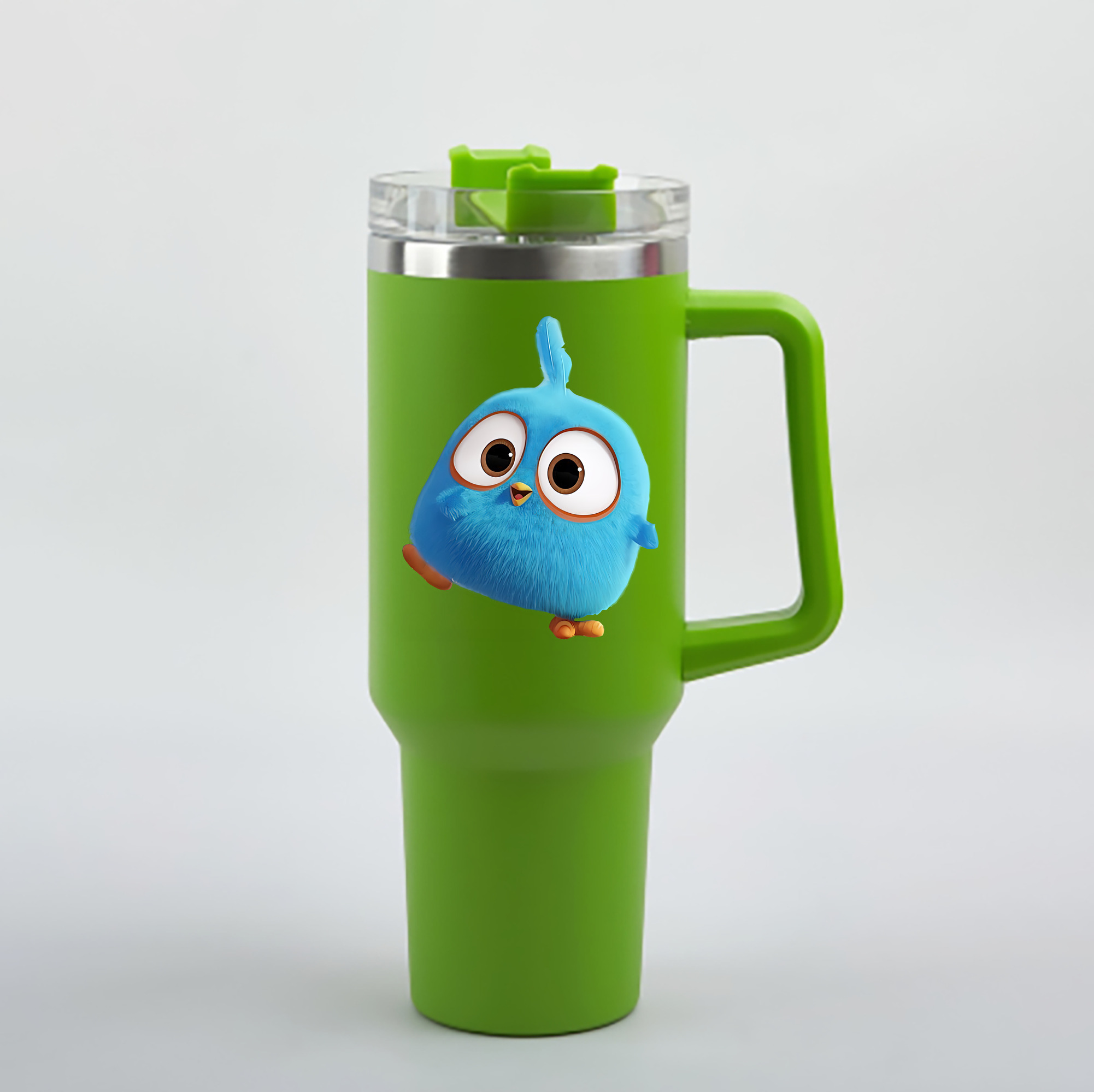 （画像用） Angry Birds アングリーバード 1200mL車用タンブラー - クリスタルステッカー（プラスチックストロー付き）